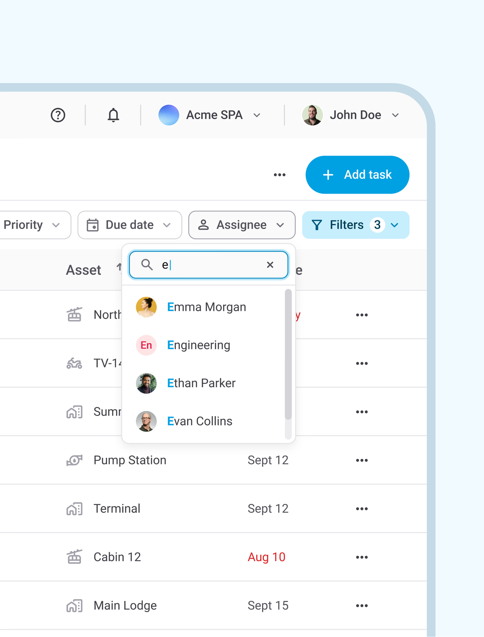 Assignee filter