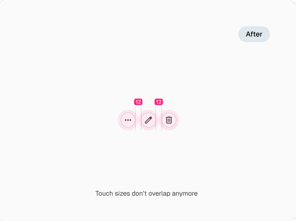 Touch sizes don't overlap anymore