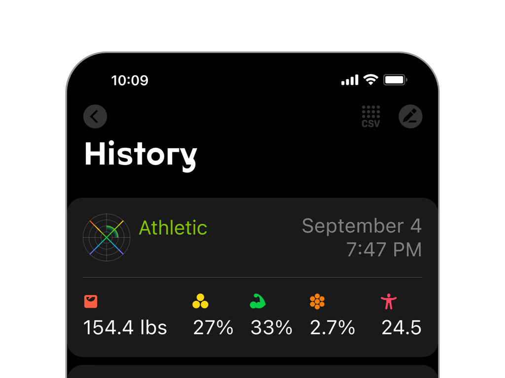 Measurement history on iPhone